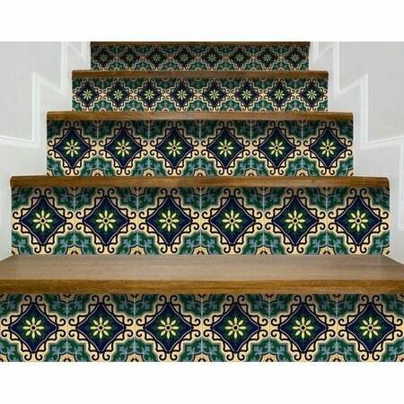 Homeroots 8 x 8 in. Agean Blue & Green Peel & Stick Tiles 400059